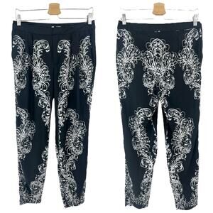 Silence + Noise (4) Womens Black White Floral Tapered Skinny Crop Ankle Pants